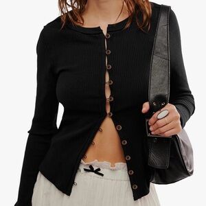 NWOT Black FP Style Button-Up Cardigan